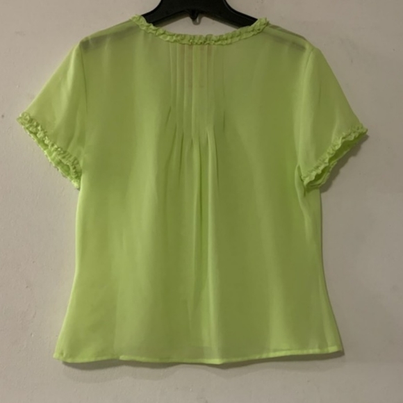 Oscar de la Renta sz 8 petite Pistachio Green Blouse - Picture 2 of 4